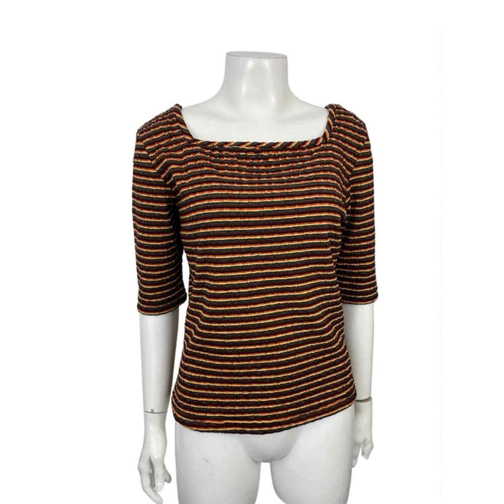 Vintage Y2K Rainbow Top Square Colorful Stripe Shirt Top / M/L -